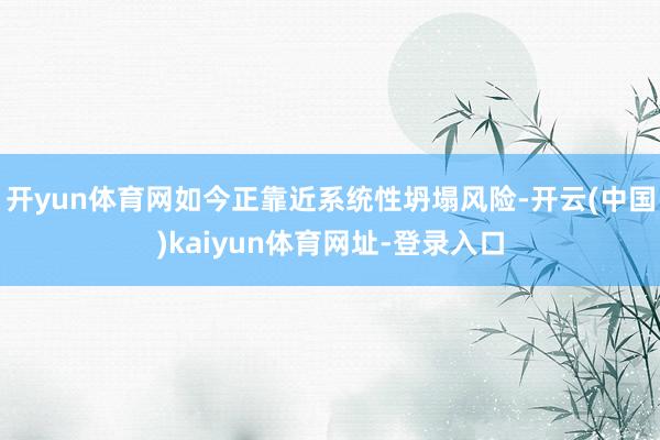 开yun体育网如今正靠近系统性坍塌风险-开云(中国)kaiyun体育网址-登录入口