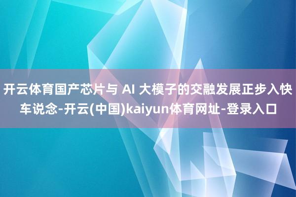 开云体育国产芯片与 AI 大模子的交融发展正步入快车说念-开云(中国)kaiyun体育网址-登录入口