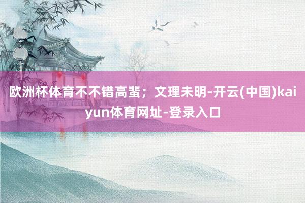 欧洲杯体育不不错高蜚；文理未明-开云(中国)kaiyun体育网址-登录入口
