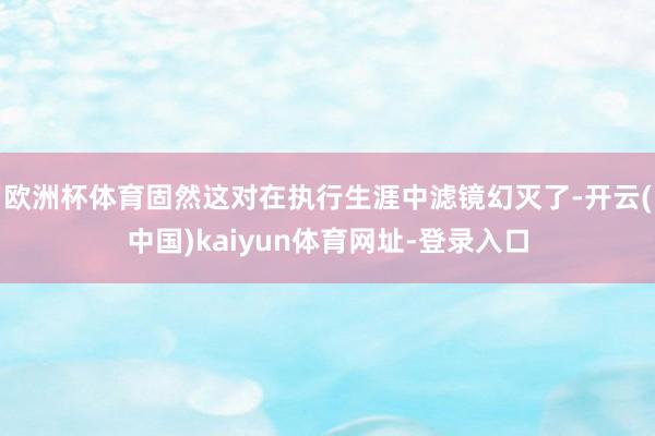 欧洲杯体育固然这对在执行生涯中滤镜幻灭了-开云(中国)kaiyun体育网址-登录入口