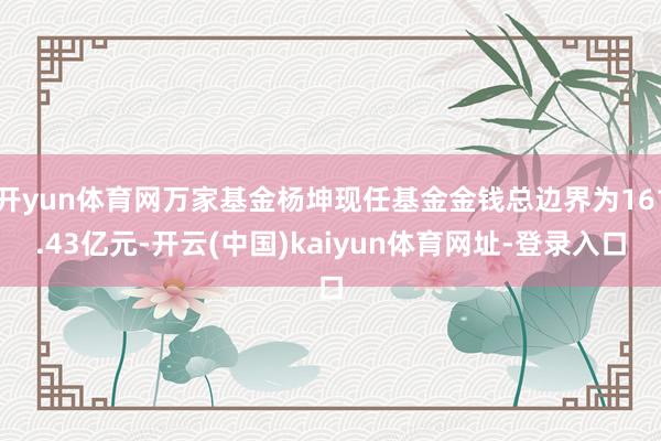 开yun体育网万家基金杨坤现任基金金钱总边界为161.43亿元-开云(中国)kaiyun体育网址-登录入口