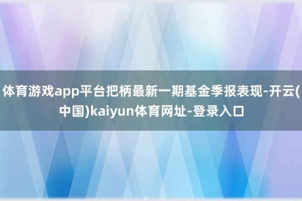 体育游戏app平台把柄最新一期基金季报表现-开云(中国)kaiyun体育网址-登录入口