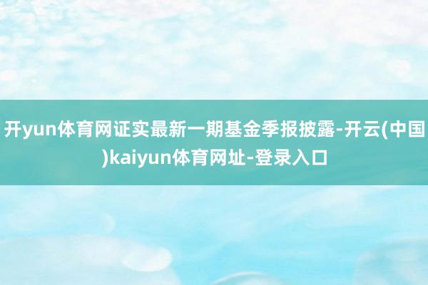开yun体育网证实最新一期基金季报披露-开云(中国)kaiyun体育网址-登录入口