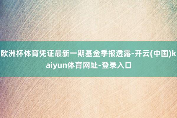 欧洲杯体育凭证最新一期基金季报透露-开云(中国)kaiyun体育网址-登录入口