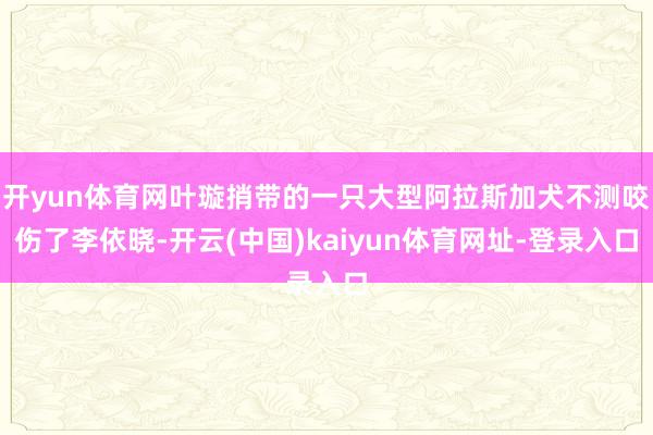开yun体育网叶璇捎带的一只大型阿拉斯加犬不测咬伤了李依晓-开云(中国)kaiyun体育网址-登录入口