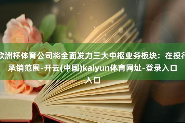 欧洲杯体育公司将全面发力三大中枢业务板块：在投行承销范围-开云(中国)kaiyun体育网址-登录入口