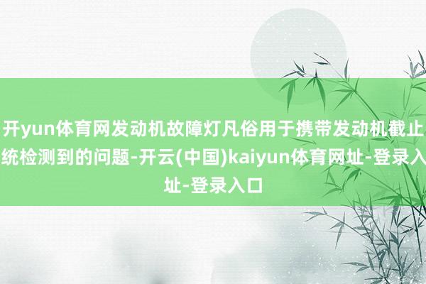 开yun体育网发动机故障灯凡俗用于携带发动机截止系统检测到的问题-开云(中国)kaiyun体育网址-登录入口