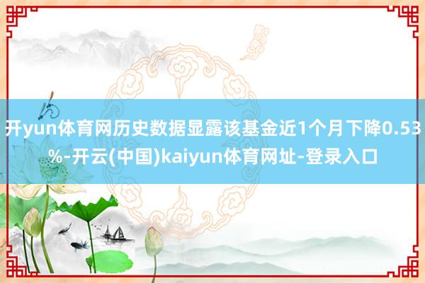 开yun体育网历史数据显露该基金近1个月下降0.53%-开云(中国)kaiyun体育网址-登录入口