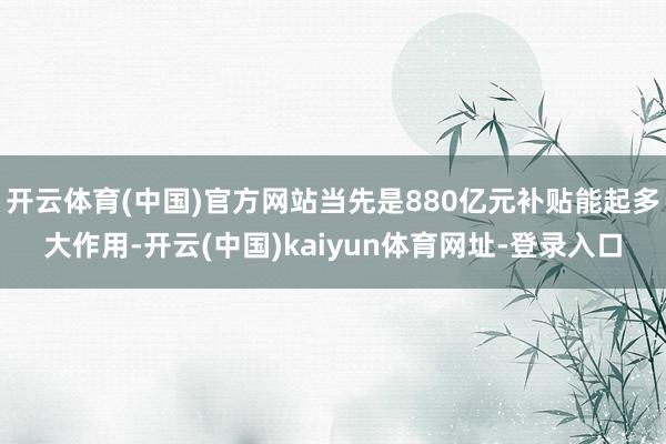 开云体育(中国)官方网站当先是880亿元补贴能起多大作用-开云(中国)kaiyun体育网址-登录入口
